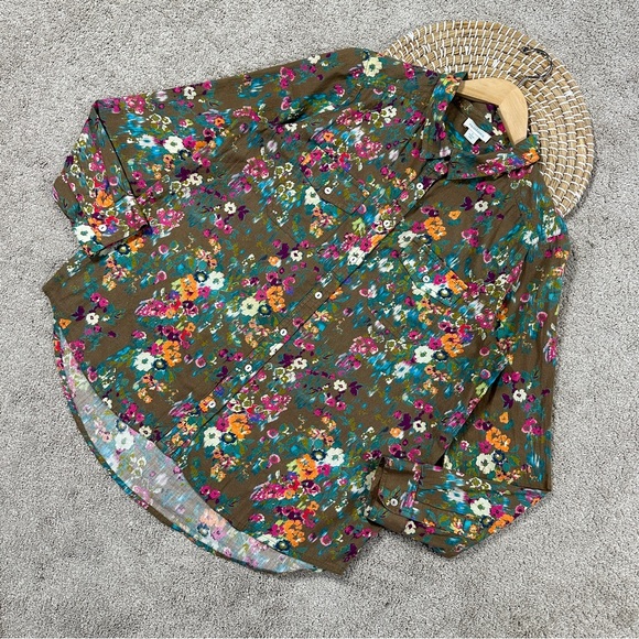 Sundance Women’s Button Up Longsleeve Shirt Floral Multicolor Boho Lightweight L - Picture 2 of 15